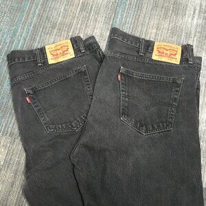 Levis Mens 505 Regular Fit Black Jeans size 42x30 Cotton Denim - LOT OF‎ 2 PAIRS